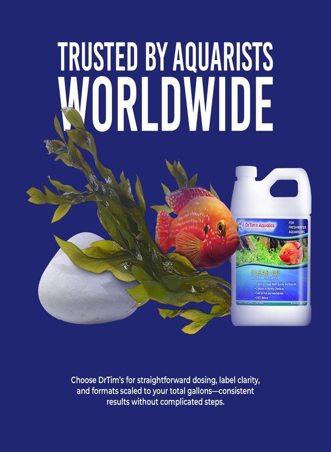 دي آر تيم أكواتيكز مُنقّي المياه الطبيعي DrTim's Aquatics Freshwater Clear-UP - لأحواض الأسماك، وأحواض السمك، وفلترة المياه، ومعالجتها - حل صديق للبيئة لتنقية المياه - يزيل المواد العضوية الضارة - 32 أونصة، عديم اللون - Image 5
